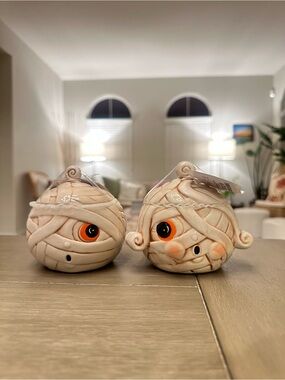 Ceramic Mummy Salt and Pepper Shakers - White